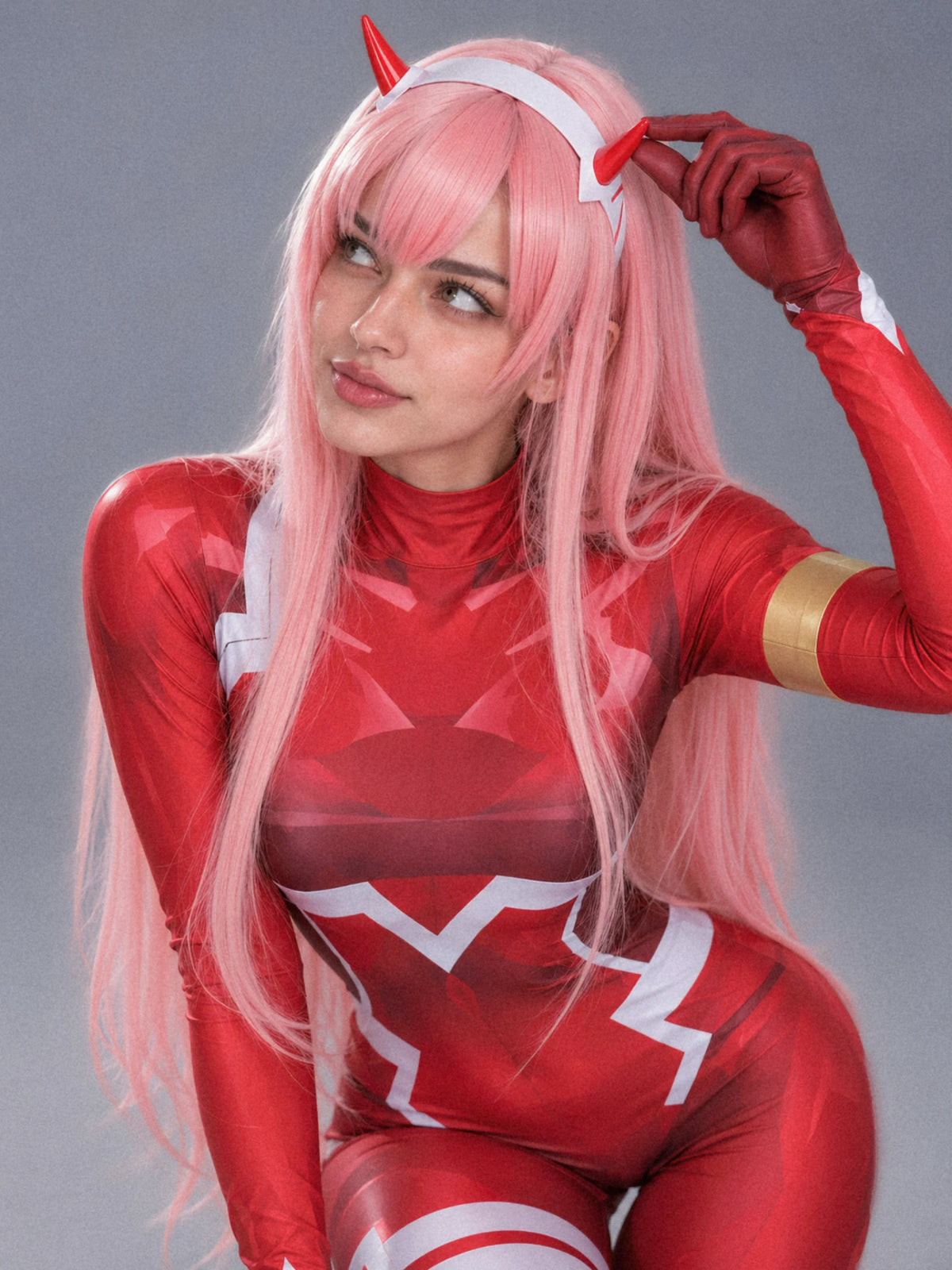 Zero Two horn headband close-up