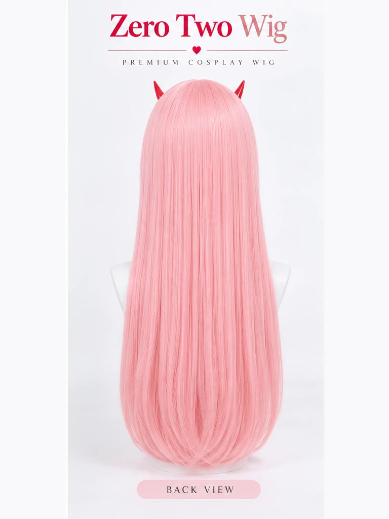 Zero Two pink cosplay wig — back view